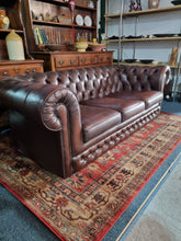 Load image into Gallery viewer, Thomas Lloyd Leather Three Seater Chesterfield Sofa Antique Brown
