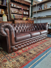 Load image into Gallery viewer, Thomas Lloyd Leather Three Seater Chesterfield Sofa Antique Brown
