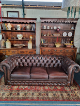 Load image into Gallery viewer, Thomas Lloyd Leather Three Seater Chesterfield Sofa Antique Brown
