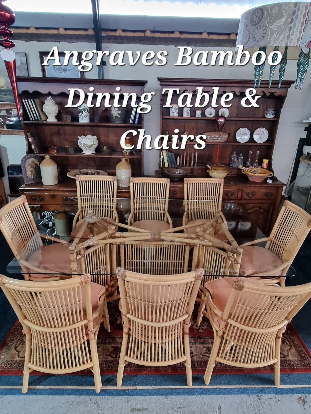 Bamboo Dining Table & Eight Dining Chairs By Angraves of Leicester