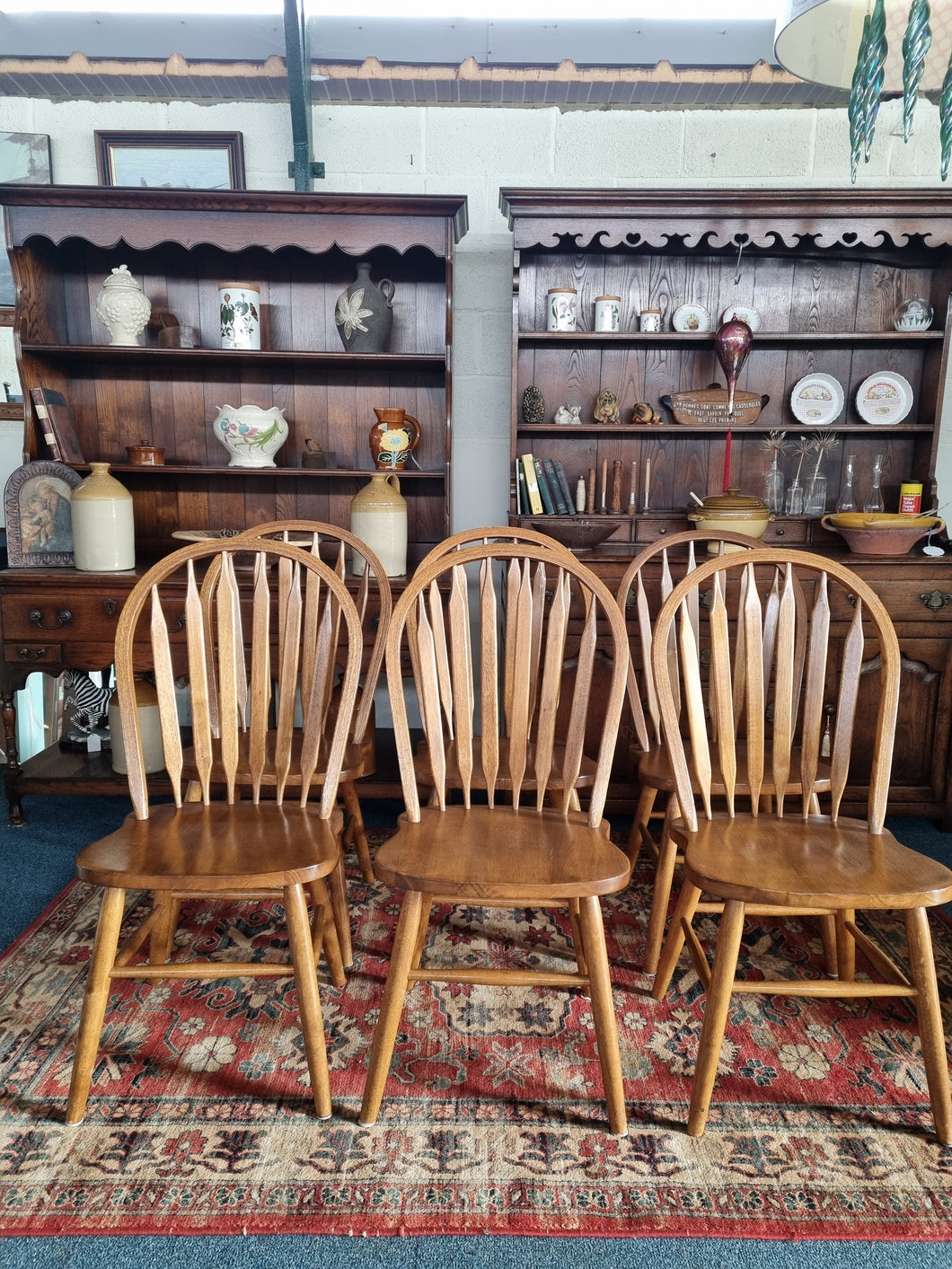 Set Of Six Hardwood Windsor Chairs