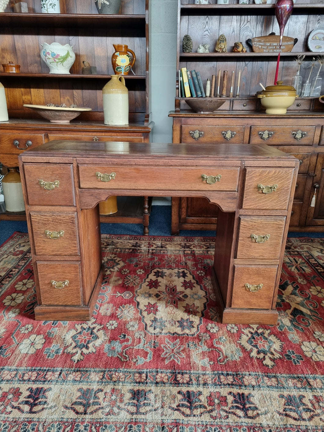 Early 20th Century Oak Twin Pedestal Desk