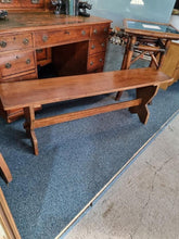 Load image into Gallery viewer, Oak Trestle Bench / Stool Mid 20th Century
