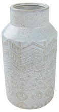 Load image into Gallery viewer, White Herringbone Textured Stoneware Vase 30cm
