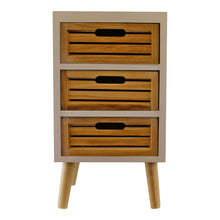 Load image into Gallery viewer, 3 Drawer Unit In White With Natural Wooden Drawers With Removable Legs
