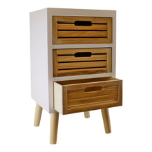 Load image into Gallery viewer, 3 Drawer Unit In White With Natural Wooden Drawers With Removable Legs
