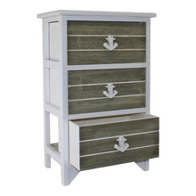 Load image into Gallery viewer, Chest Of 3 Drawers With Nautical Anchor Handles In Grey &amp; White
