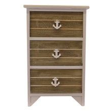 Load image into Gallery viewer, Chest Of 3 Drawers With Nautical Anchor Handles In Grey &amp; White
