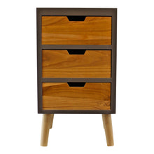 Load image into Gallery viewer, 3 Drawer Chest In Grey Finish With Natural Drawers With Removable Legs
