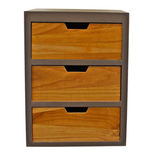 Load image into Gallery viewer, 3 Drawer Chest In Grey Finish With Natural Drawers With Removable Legs
