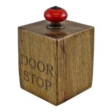 Load image into Gallery viewer, Mango Wood Doorstop With Red Ceramic Knob
