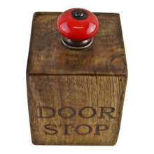 Load image into Gallery viewer, Mango Wood Doorstop With Red Ceramic Knob
