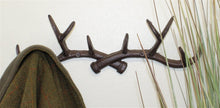 Load image into Gallery viewer, Rustic Cast Iron Wall Hooks, Stag Antlers, Large
