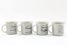 Load image into Gallery viewer, Set of Four Antique Grey Slogan Mug
