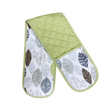 Load image into Gallery viewer, Kitchen Double Oven Glove With Contemporary Green Leaf Print Design

