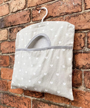 Load image into Gallery viewer, Cotton Peg Bag With Grey Hearts Design
