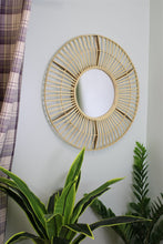 Load image into Gallery viewer, Circular Natural Rattan Effect Mirror 70cm
