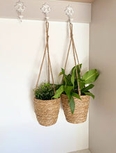 Load image into Gallery viewer, Set of Two Rush Grass Hanging Planters
