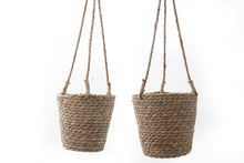 Load image into Gallery viewer, Set of Two Rush Grass Hanging Planters
