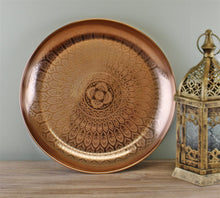 Load image into Gallery viewer, Decorative Copper Metal Tray With Etched Design

