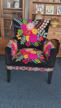 Load and play video in Gallery viewer, Upholstered Armchair With Decorative Hand Embroidery Crewel Work

