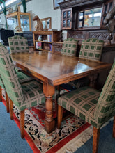Load image into Gallery viewer, Oak Dining Table And Six Upholstered Dining Chairs
