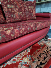 Load image into Gallery viewer, Antique Edwardian Red Leather And Upholstered Sofa
