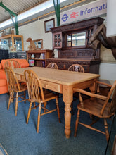 Load image into Gallery viewer, Vintage Farmhouse Scrub Top Pine Dining Table With Three Drawers - Charlotte Rose Interiors
