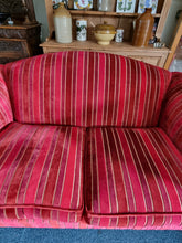 Load image into Gallery viewer, Two Seater Sofa Upholstered In A Deep Red Short Pile Velvet
