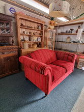 Load image into Gallery viewer, Two Seater Sofa Upholstered In A Deep Red Short Pile Velvet
