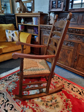 Load image into Gallery viewer, Solid Oak Rocking Chair With Rush Seat - Charlotte Rose Interiors
