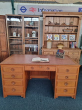 Load image into Gallery viewer, Oak Twin Pedestal Writing Desk
