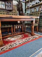 Load image into Gallery viewer, Oak Dining Table And Six Upholstered Dining Chairs
