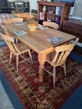 Load image into Gallery viewer, Farmhouse Vintage Scrub Top Pine Dining Table With A Single Drawer
