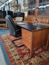 Load image into Gallery viewer, Twin Pedestal Desk &amp; Black Leather Chair
