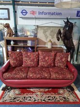 Load image into Gallery viewer, Antique Edwardian Red Leather And Upholstered Sofa
