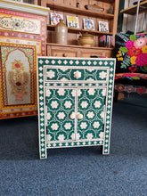 Load image into Gallery viewer, Green Bone Inlay Nightstand Bedside Cabinet
