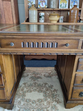 Load image into Gallery viewer, Oak Twin Pedestal Partners Desk Old Charm By Woods Brothers With Original Keys
