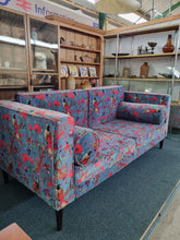 Load image into Gallery viewer, Large Velvet Sofa Upholstered In A Bird Of Paradise Velvet Fabric In Blue
