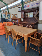 Load image into Gallery viewer, Vintage Farmhouse Scrub Top Pine Dining Table With Three Drawers - Charlotte Rose Interiors
