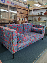 Load image into Gallery viewer, Large Velvet Sofa Upholstered In A Bird Of Paradise Velvet Fabric In Blue
