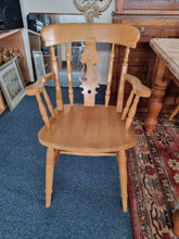 Load image into Gallery viewer, Pine Farmhouse Scrub Top Kitchen Dining Table &amp; Six Dining Chairs
