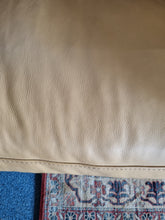 Load image into Gallery viewer, Italian tan and brown leather two seater sofa &amp; snuggle chair
