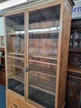Load image into Gallery viewer, Vintage Glazed Stripped Pine Display Cabinet
