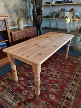 Load image into Gallery viewer, Farmhouse Kitchen Scrub Top Pine Dining Table
