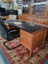 Load image into Gallery viewer, Twin Pedestal Desk &amp; Black Leather Chair
