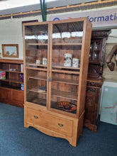 Load image into Gallery viewer, Vintage Glazed Stripped Pine Display Cabinet
