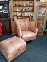 Load image into Gallery viewer, Leather Swivel Chair And Footstool
