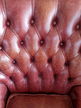 Load image into Gallery viewer, Vintage Leather Button Back Arm Chair
