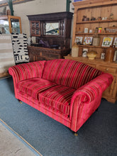 Load image into Gallery viewer, Two Seater Sofa Upholstered In A Deep Red Short Pile Velvet
